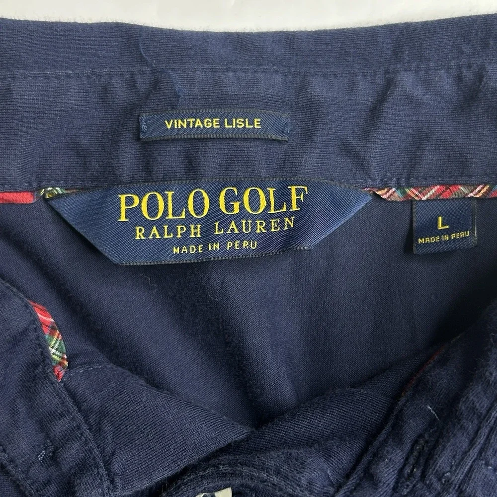 Vintage Polo Golf Shirt By Ralph Lauren Pima Cotton Men's Size Large L Peru Blue